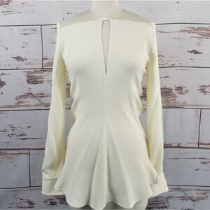 Victoria Beckham Embroidered Keyhole Blouse Cream Ivory Size 4